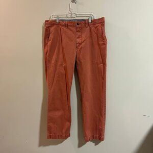 LL Bean Pants Mens Size 38x30 Standard Fit Chino Button Zip Salmon Preppy Casual